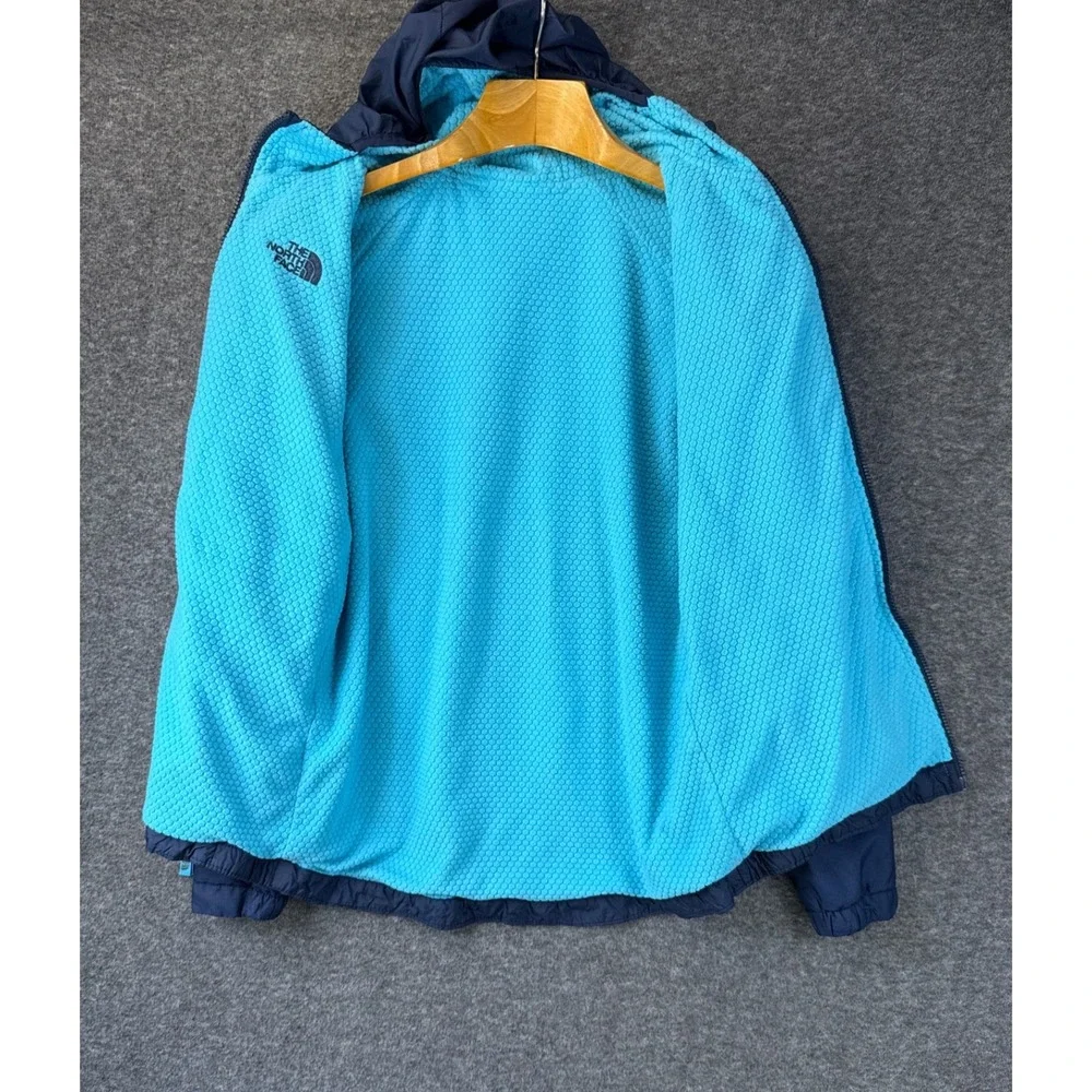 The North Face WindWall Jacket Boys L 14/16 Blue Reversible Hooded Windbreaker